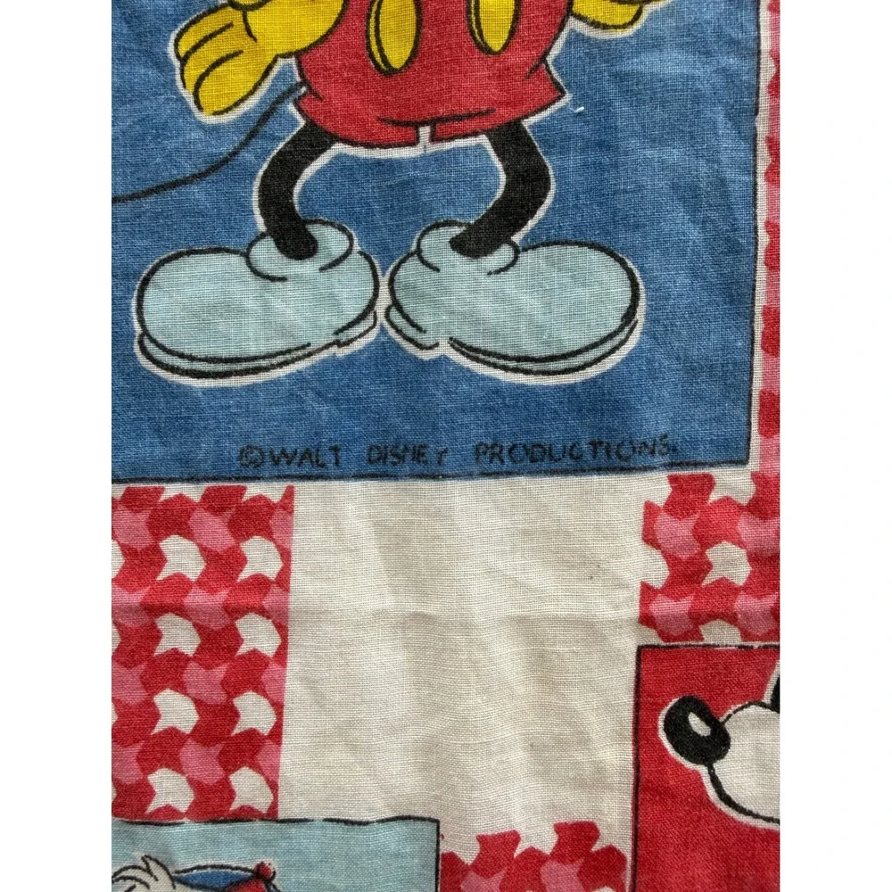 Vintage Walt Disney Productions Character Patchwork Fabric Mickey Donald 46x43